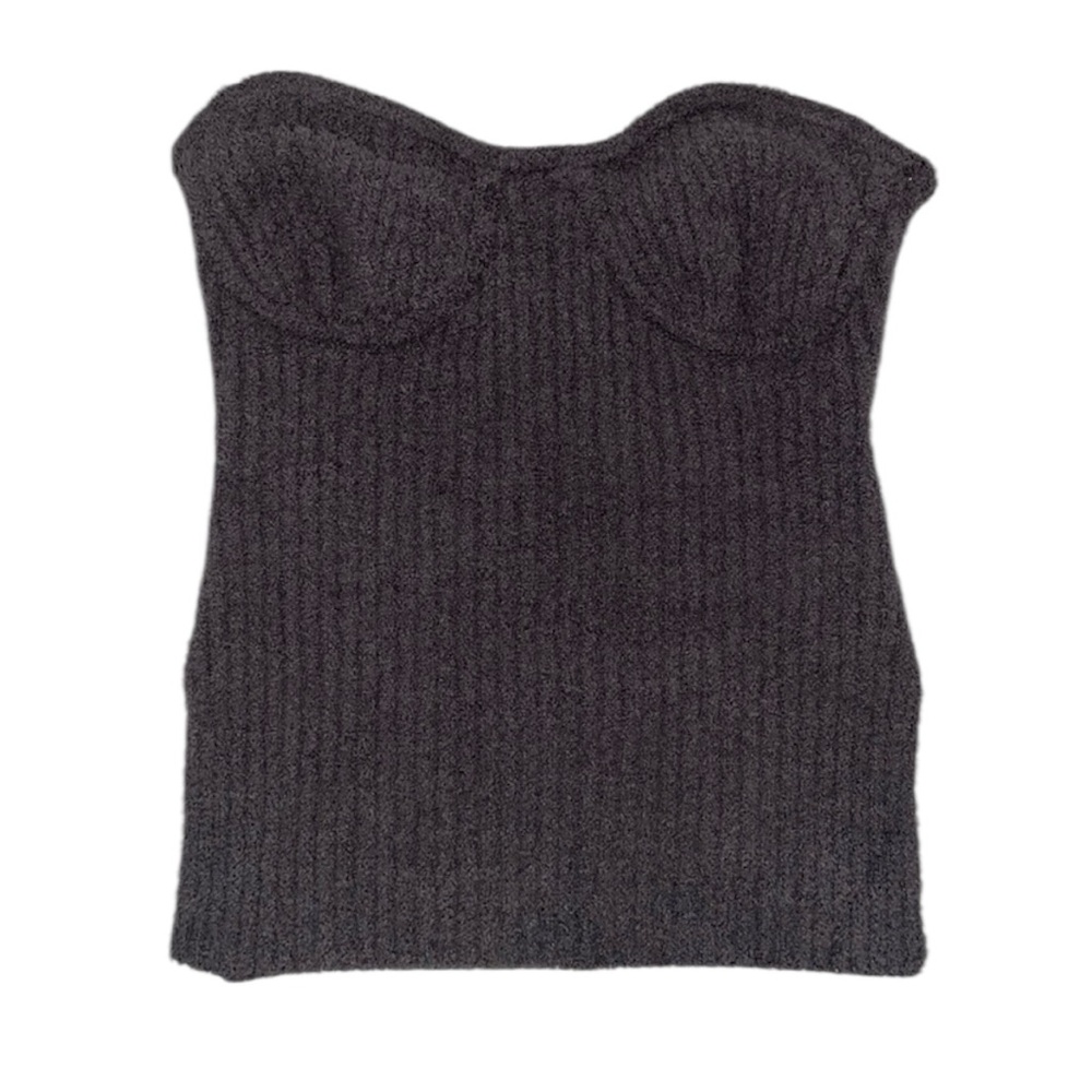 4th & Reckless‎ Fuzzy Gray Strapless Knit Top - Picture 2 of 7
